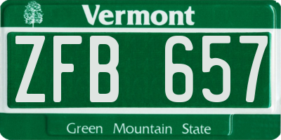 VT license plate ZFB657