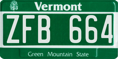 VT license plate ZFB664