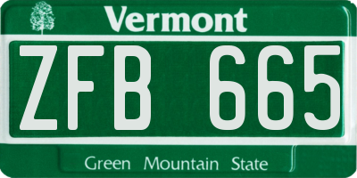 VT license plate ZFB665