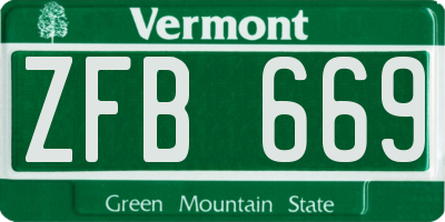 VT license plate ZFB669
