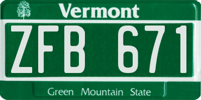 VT license plate ZFB671