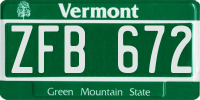 VT license plate ZFB672