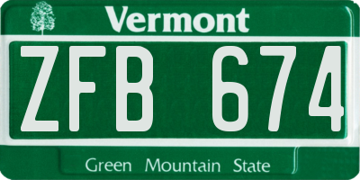 VT license plate ZFB674