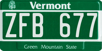 VT license plate ZFB677