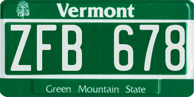 VT license plate ZFB678