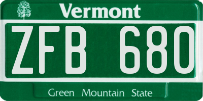 VT license plate ZFB680