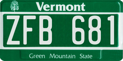 VT license plate ZFB681