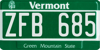 VT license plate ZFB685