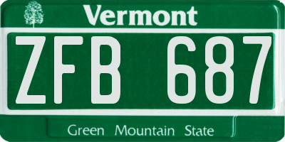 VT license plate ZFB687