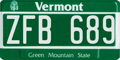 VT license plate ZFB689
