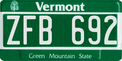 VT license plate ZFB692