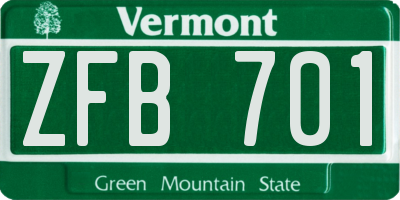 VT license plate ZFB701