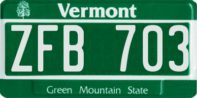 VT license plate ZFB703