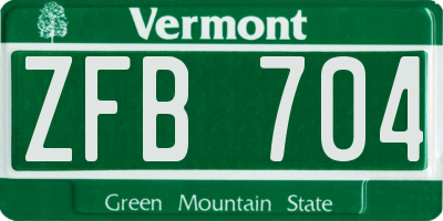 VT license plate ZFB704