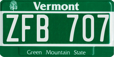 VT license plate ZFB707