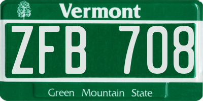 VT license plate ZFB708