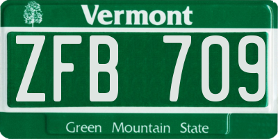 VT license plate ZFB709