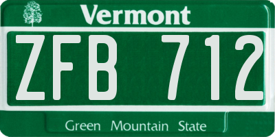 VT license plate ZFB712