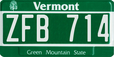 VT license plate ZFB714