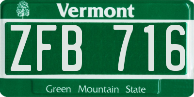 VT license plate ZFB716