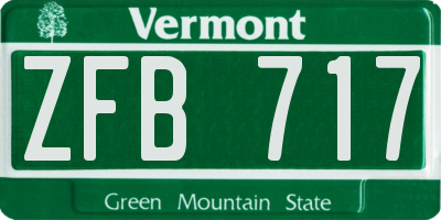 VT license plate ZFB717