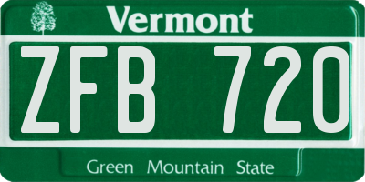 VT license plate ZFB720