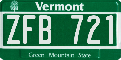 VT license plate ZFB721