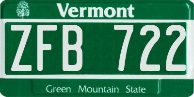 VT license plate ZFB722