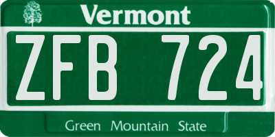 VT license plate ZFB724