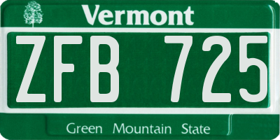 VT license plate ZFB725