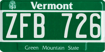 VT license plate ZFB726