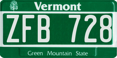 VT license plate ZFB728