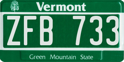 VT license plate ZFB733