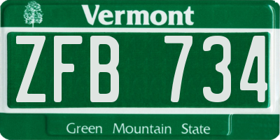 VT license plate ZFB734