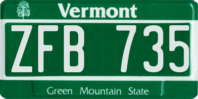 VT license plate ZFB735