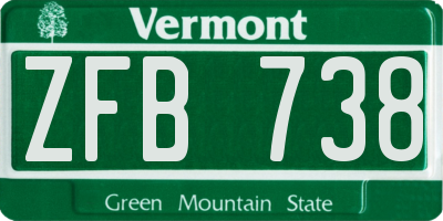 VT license plate ZFB738