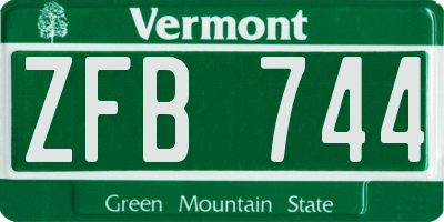 VT license plate ZFB744