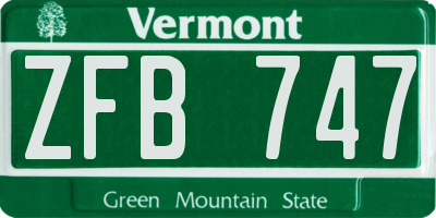VT license plate ZFB747