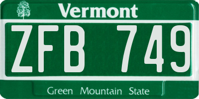 VT license plate ZFB749