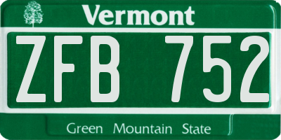 VT license plate ZFB752