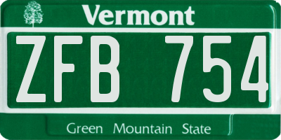 VT license plate ZFB754