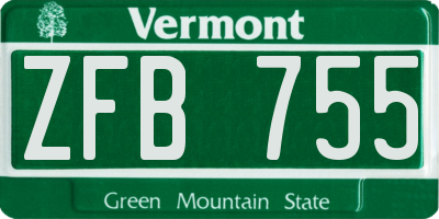 VT license plate ZFB755