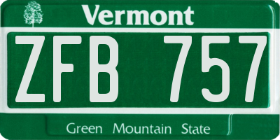 VT license plate ZFB757