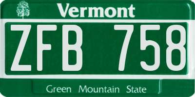 VT license plate ZFB758