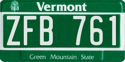 VT license plate ZFB761