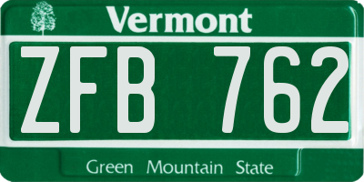 VT license plate ZFB762