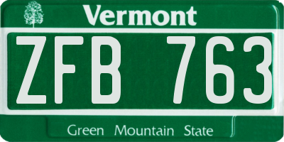 VT license plate ZFB763