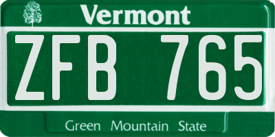 VT license plate ZFB765