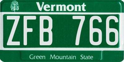VT license plate ZFB766