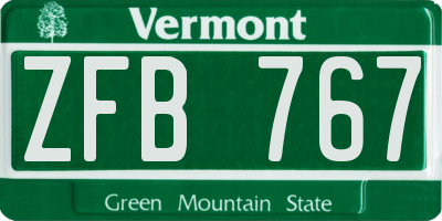 VT license plate ZFB767